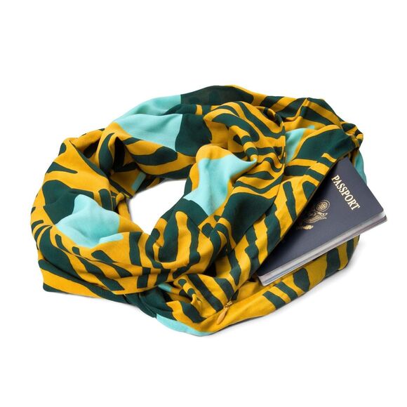 WNDR LN NWT Travel Infinite Scarf Tribal Print With Pockets - Picture 3 of 3